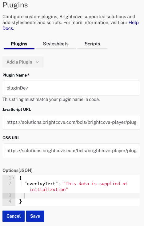 Plugins dialog