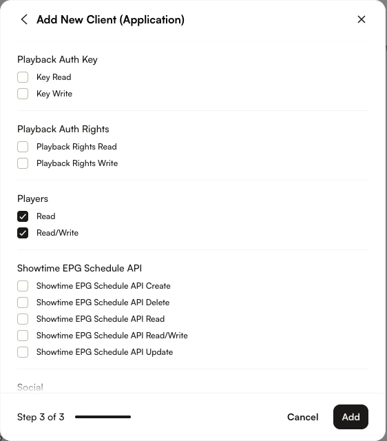 API Authentication permissions with Players Read and Read/Write selected