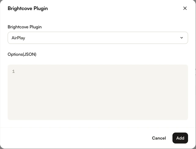 AirPlay selected in Brightcove Plugin dialog