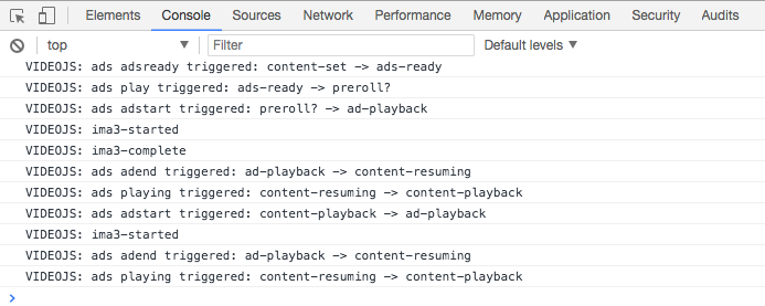 debug output in console