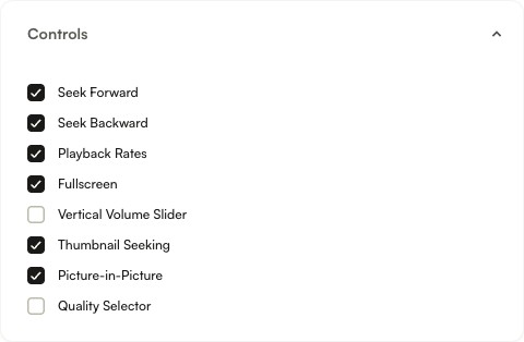 Controls accordion with Seek Forward and Seek Backward enabled