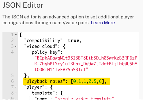 playback rates json editor