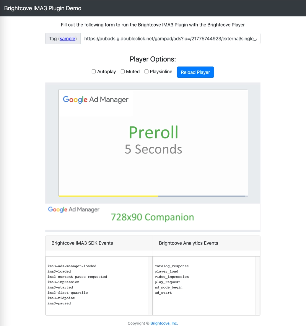 Brightcove IMA3 Plugin Demo