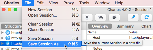 Charles save session