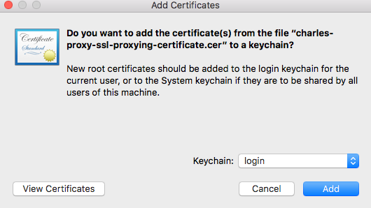 Add Charles SSL certificate