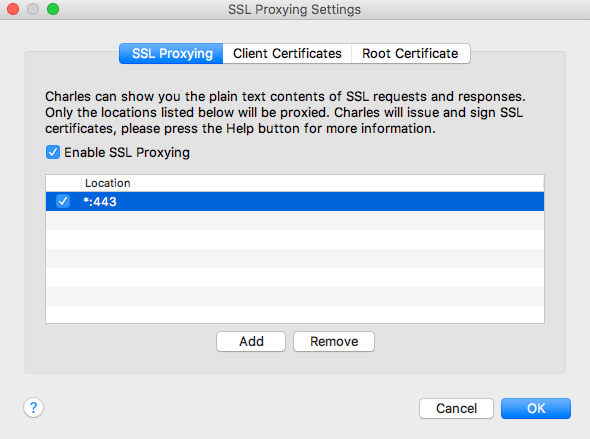 SSL settings with location